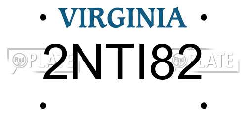 2NTI82 Virginia License Plate