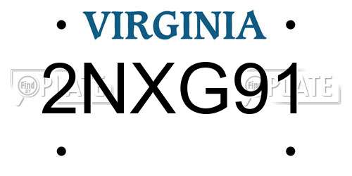 2NXG91 Virginia License Plate