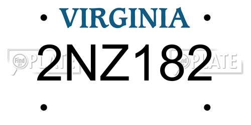 2NZ182 Virginia License Plate