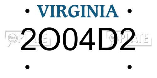 2O04D2 Virginia License Plate