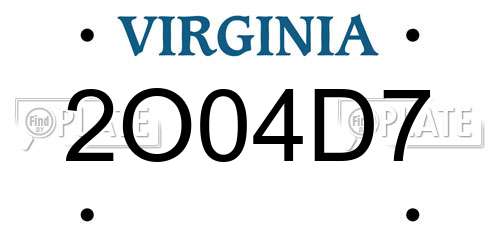 2O04D7 Virginia License Plate