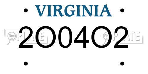 2O04O2 Virginia License Plate