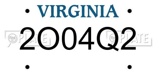 2O04Q2 Virginia License Plate