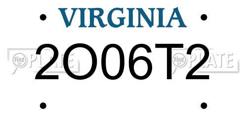 2O06T2 Virginia License Plate