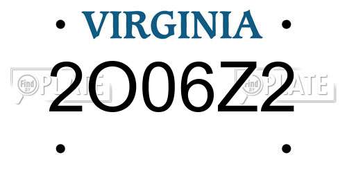 2O06Z2 Virginia License Plate