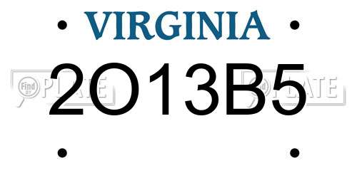 2O13B5 Virginia License Plate