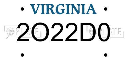2O22D0 Virginia License Plate