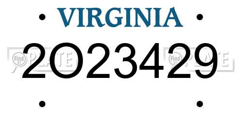 2O23429 Virginia License Plate