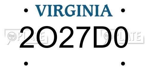 2O27D0 Virginia License Plate