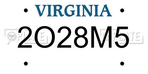2O28M5 Virginia License Plate