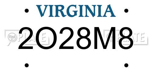 2O28M8 Virginia License Plate