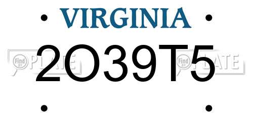 2O39T5 Virginia License Plate