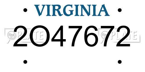 2O47672 Virginia License Plate