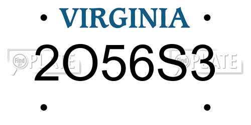 2O56S3 Virginia License Plate