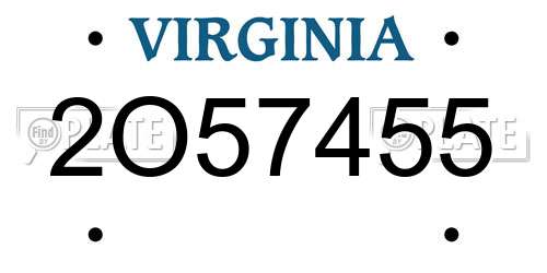 2O57455 Virginia License Plate