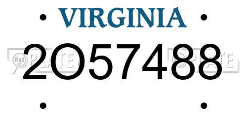 2O57488 Virginia License Plate