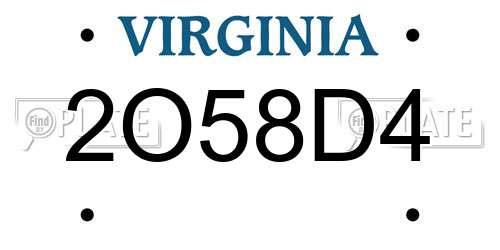 2O58D4 Virginia License Plate