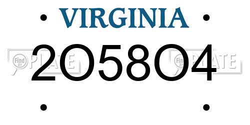 2O58O4 Virginia License Plate