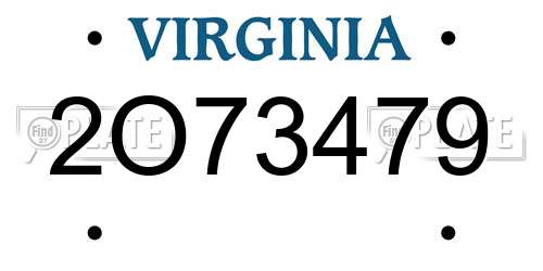2O73479 Virginia License Plate