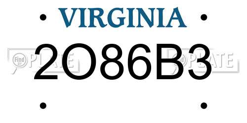 2O86B3 Virginia License Plate