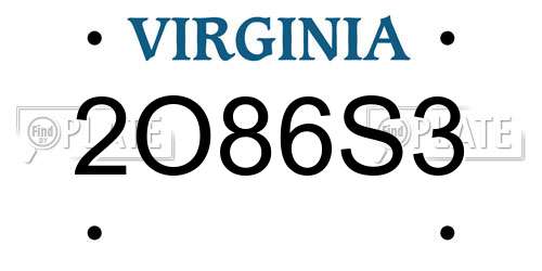 2O86S3 Virginia License Plate