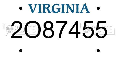2O87455 Virginia License Plate