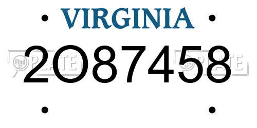 2O87458 Virginia License Plate