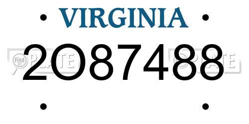 2O87488 Virginia License Plate