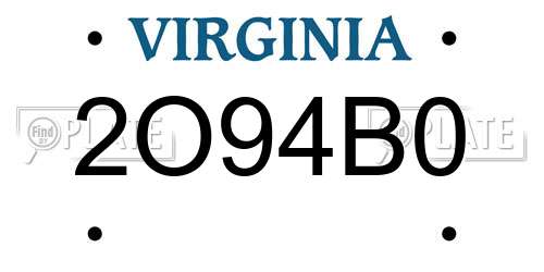 2O94B0 Virginia License Plate