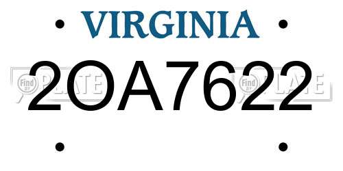 2OA7622 Virginia License Plate