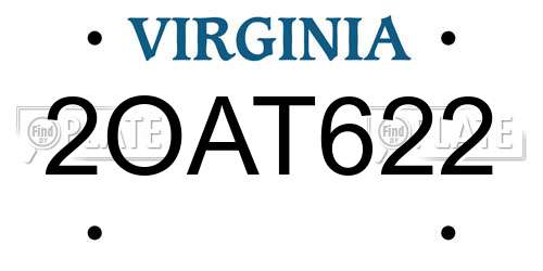 2OAT622 Virginia License Plate