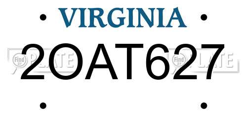 2OAT627 Virginia License Plate
