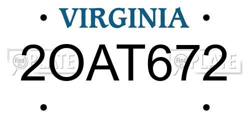 2OAT672 Virginia License Plate