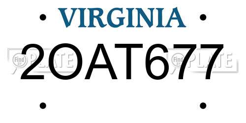 2OAT677 Virginia License Plate