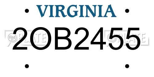2OB2455 Virginia License Plate