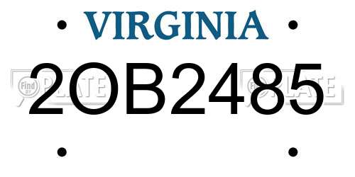 2OB2485 Virginia License Plate