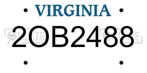 2OB2488 Virginia License Plate