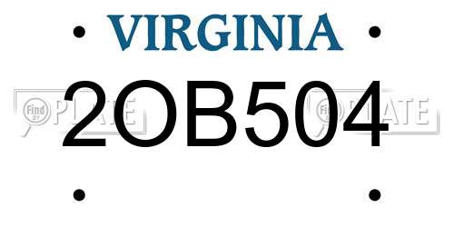 2OB504 Virginia License Plate