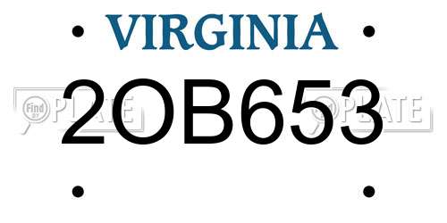 2OB653 Virginia License Plate