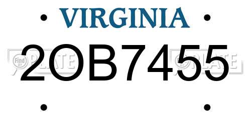 2OB7455 Virginia License Plate