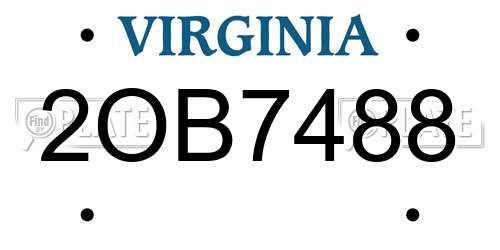 2OB7488 Virginia License Plate