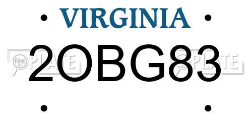 2OBG83 Virginia License Plate