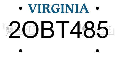 2OBT485 Virginia License Plate