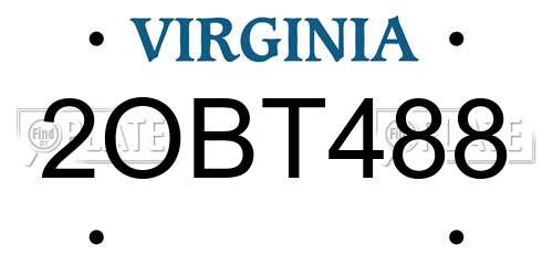 2OBT488 Virginia License Plate
