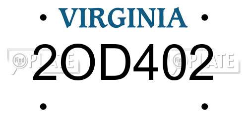 2OD402 Virginia License Plate