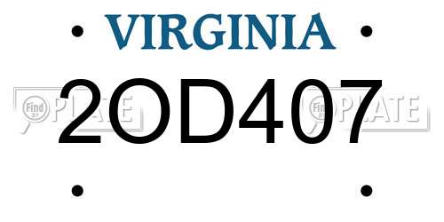 2OD407 Virginia License Plate