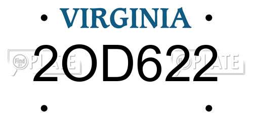 2OD622 Virginia License Plate