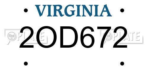 2OD672 Virginia License Plate