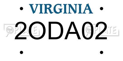 2ODA02 Virginia License Plate