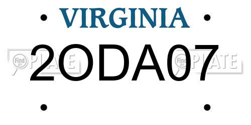 2ODA07 Virginia License Plate